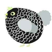 A sable and silver chicken with a lace pattern