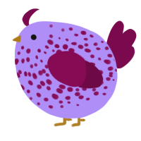 A lilac and wine chicken with a speckle pattern