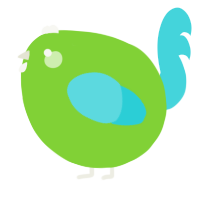 A grass and aqua chicken