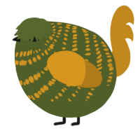A olive and ochre chicken with a bar pattern