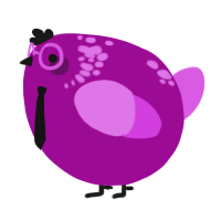 A plum and orchid chicken with a neck-speckle pattern