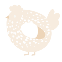 A cream chicken with a speckle pattern