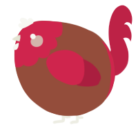 A russet and crimson chicken with a head pattern