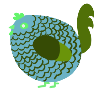 A russet and lilac chicken with a lace pattern