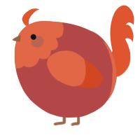 A red and vermilion chicken with a head pattern