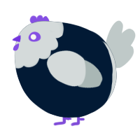 A tumblr and silver chicken with a head pattern