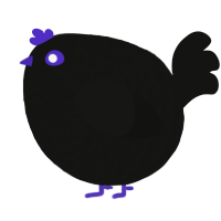 A black chicken with a lace pattern