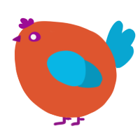 A vermilion and cerulean chicken