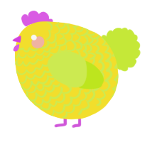 A yellow and lime chicken with a lace pattern