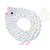 A mist and white chicken with a lace pattern