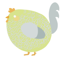 A lemon and silver chicken with a double-lace pattern