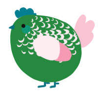 A viridian and rose chicken with a half-lace pattern