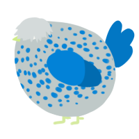 A silver and sapphire chicken with a speckle pattern