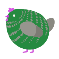A viridian and ash chicken with a bar pattern