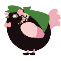 A black and pink chicken with a neck-speckle pattern