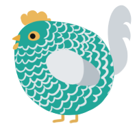 A turquoise and mist chicken with a lace pattern