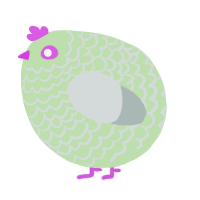 A gluppy and silver chicken with a lace pattern