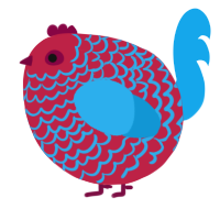 A crimson and sky chicken with a lace pattern