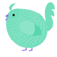 A mint chicken with a lace pattern
