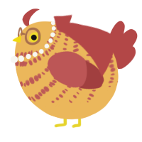 A honey and red chicken with a bar pattern