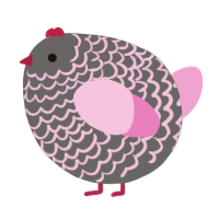 A grey and pink chicken with a lace pattern