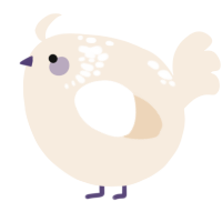 A cream chicken with a neck-speckle pattern