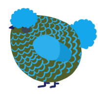 A olive and sky chicken with a lace pattern