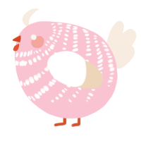 A rose and cream chicken with a bar pattern