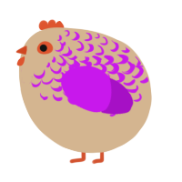 A beige and amethyst chicken with a half-lace pattern