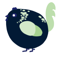 A tumblr and gluppy chicken with a neck-speckle pattern