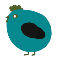 A teal and black chicken
