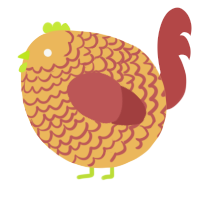 A honey and red chicken with a lace pattern