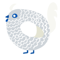 A mist and white chicken with a lace pattern