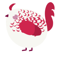 A white and crimson chicken with a half-lace pattern