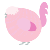 A rose and pink chicken with a bar pattern