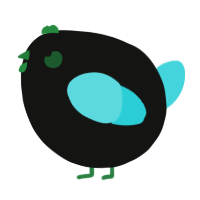 A black and aqua chicken