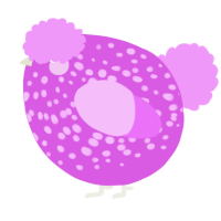 A orchid and lavender chicken with a speckle pattern