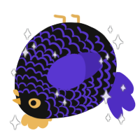 A black and indigo chicken with a lace pattern