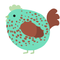 A mint and russet chicken with a speckle pattern
