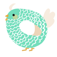 A mint and cream chicken with a lace pattern