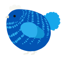 A ultramarine and sky chicken with a bar pattern