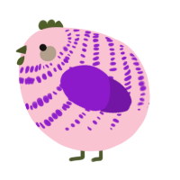 A rose and violet chicken with a bar pattern