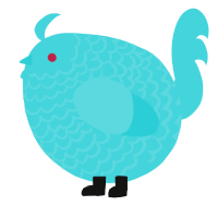 A aqua chicken with a lace pattern