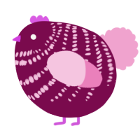 A wine and pink chicken with a bar pattern