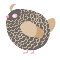 A grey and beige chicken with a lace pattern