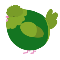 A leaf and chartreuse chicken with a head pattern