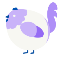 A white and lilac chicken with a head pattern