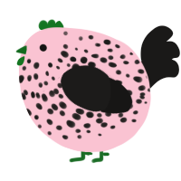 A rose and sable chicken with a speckle pattern