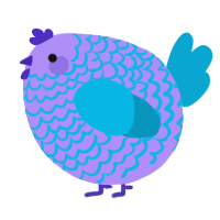 A lilac and cerulean chicken with a lace pattern