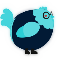 A tumblr and aqua chicken with a head pattern